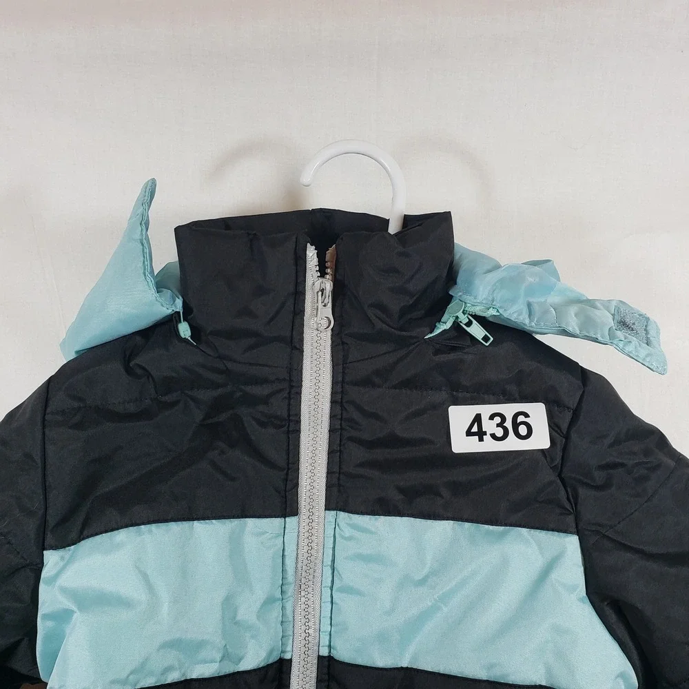 Operation Warm Kids Puffer‎ Jacket Hooded Black Light Blue Size 3T Winter